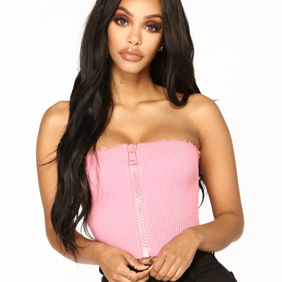 Pink Zipper Crop Top - Picture 1 of 4
